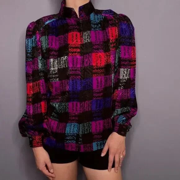 Vintage Lillie Rubin Francesca of Damon Silk Button Up Top Size 4 - Picture 1 of 10